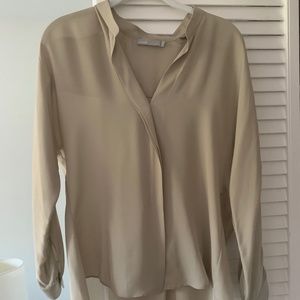 Cream Silk Long-Sleeve Vince Top
